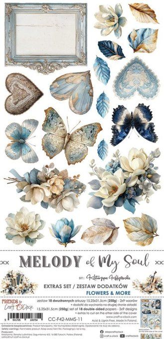 Ensemble de 18 feuilles, 15x30cm, collection : Melody of my soul, Craft O Clock, 250g