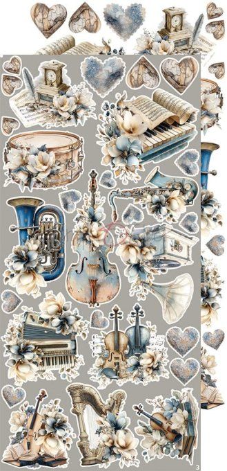 Ensemble de 18 feuilles, 15x30cm, collection : Melody of my soul, Craft O Clock, 250g