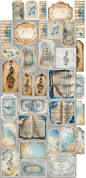 Ensemble de 18 feuilles, 15x30cm, collection : Melody of my soul, Craft O Clock, 250g