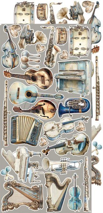 Ensemble de 18 feuilles, 15x30cm, collection : Melody of my soul, Craft O Clock, 250g