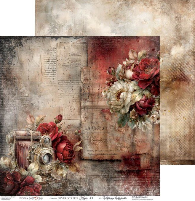 6 feuilles, 30x30cm, collection : Silver Screen Magic - Craft O Clock, 250g