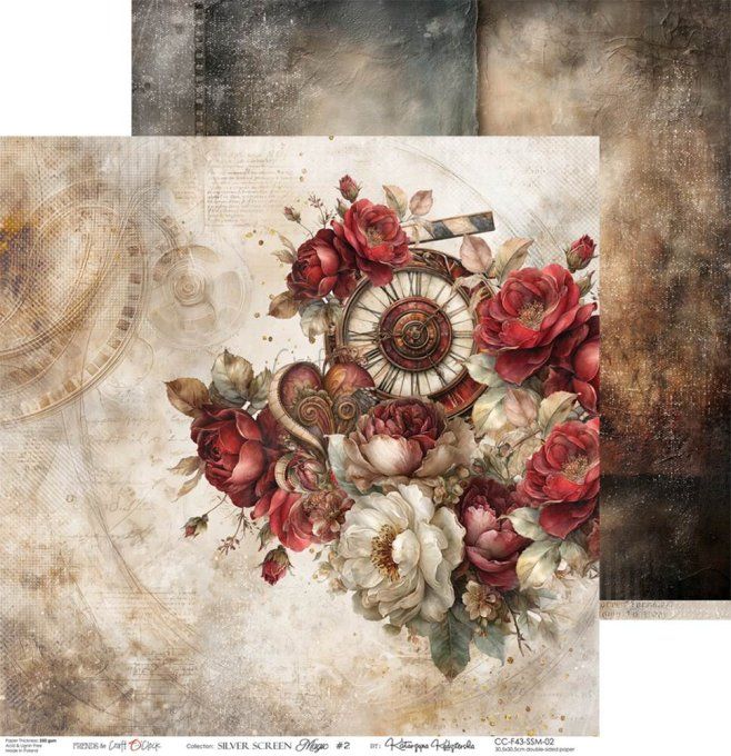 6 feuilles, 30x30cm, collection : Silver Screen Magic - Craft O Clock, 250g