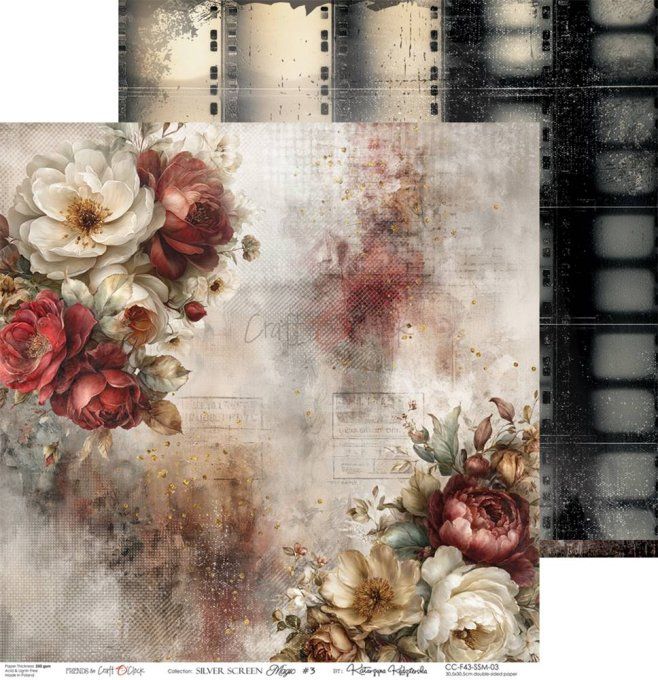 6 feuilles, 30x30cm, collection : Silver Screen Magic - Craft O Clock, 250g
