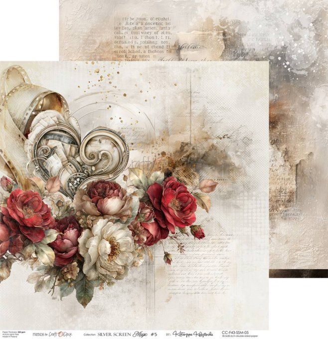 6 feuilles, 30x30cm, collection : Silver Screen Magic - Craft O Clock, 250g