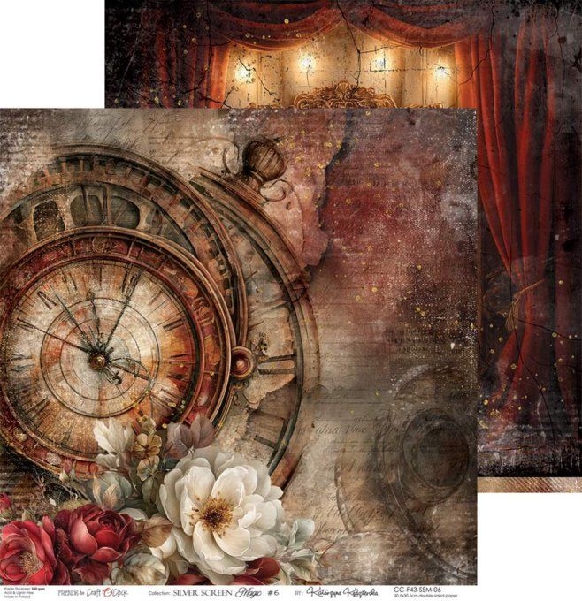 6 feuilles, 30x30cm, collection : Silver Screen Magic - Craft O Clock, 250g