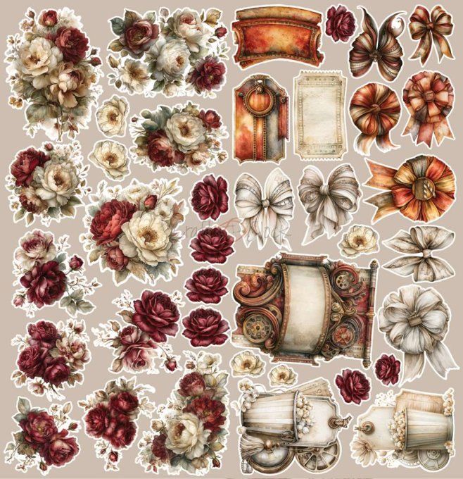 8 feuilles, 30x31cm, collection : Silver Screen Magic - Craft O Clock, 250g - Eléments à découper   