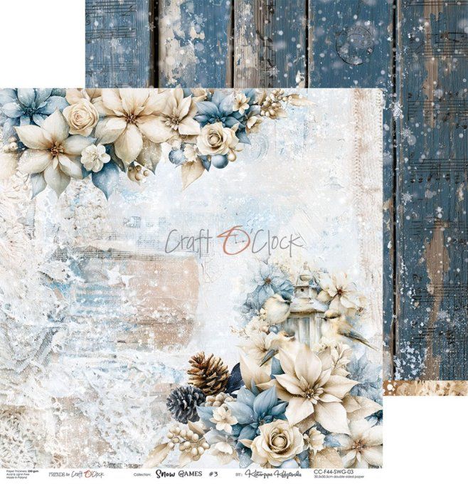 6 feuilles, 30x30cm, collection : Snow games - Craft O Clock, 250gsm
