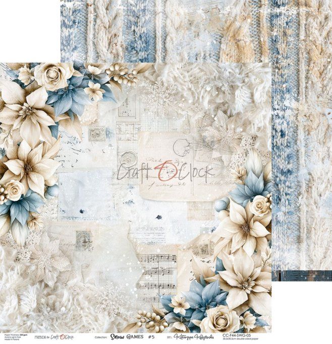 6 feuilles, 30x30cm, collection : Snow games - Craft O Clock, 250gsm