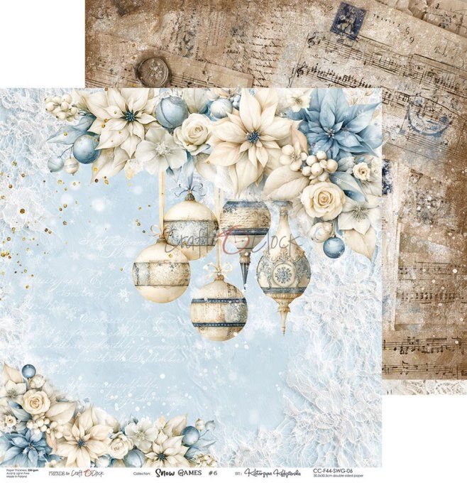 6 feuilles, 30x30cm, collection : Snow games - Craft O Clock, 250gsm
