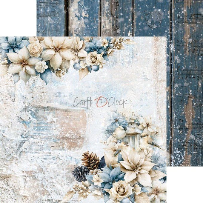 24 feuilles, 20x20cm, collection : Snow games - Craft O Clock, 250g