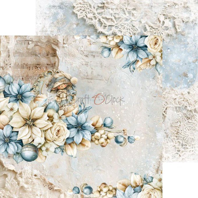 24 feuilles, 20x20cm, collection : Snow games - Craft O Clock, 250g