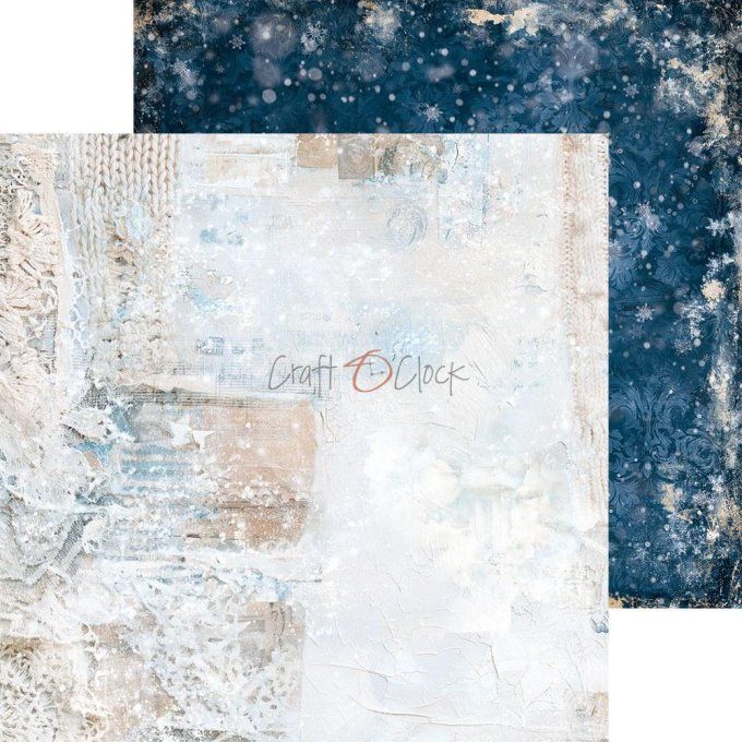24 feuilles, 20x20cm, collection : Snow games - Craft O Clock, 250g