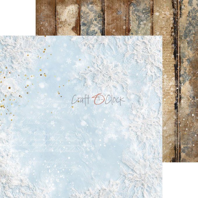 24 feuilles, 20x20cm, collection : Snow games - Craft O Clock, 250g