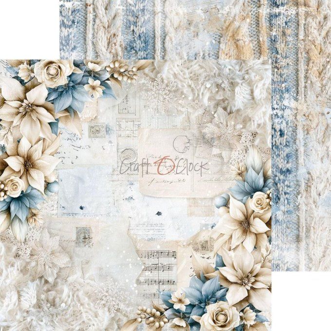 24 feuilles, 20x20cm, collection : Snow games - Craft O Clock, 250g - Mix