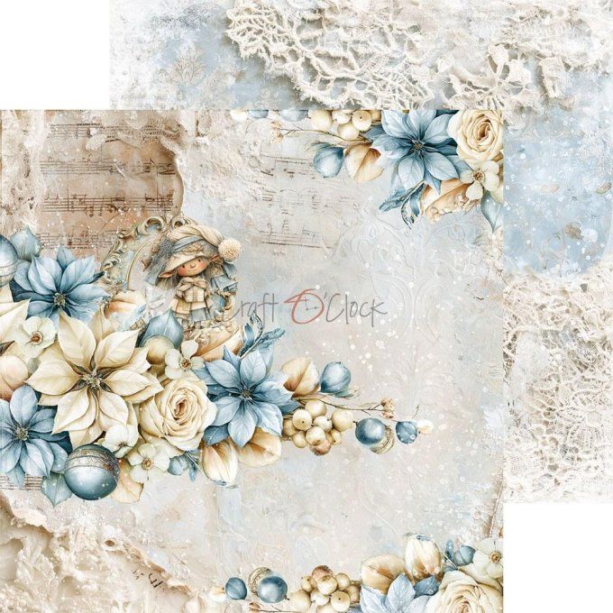 24 feuilles, 15x15cm, collection : Snow games - Craft O Clock, 250gsm 