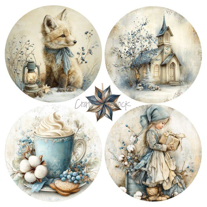 24 feuilles, 15x15cm, collection : Snow games - Craft O Clock, 250gsm 