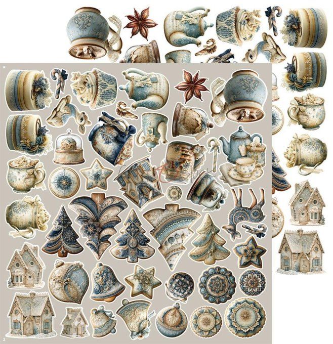 8 feuilles, 30x31cm, collection : Snow games - Craft O Clock, 250g - Eléments à découper
