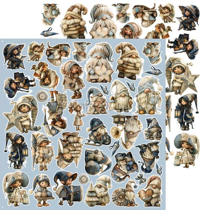 8 feuilles, 30x31cm, collection : Snow games - Craft O Clock, 250g - Eléments à découper