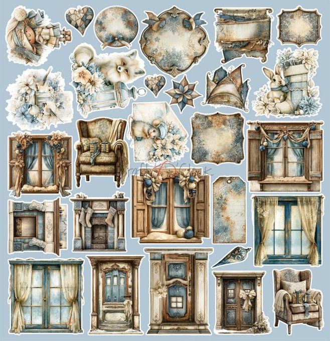 8 feuilles, 30x31cm, collection : Snow games - Craft O Clock, 250g - Eléments à découper