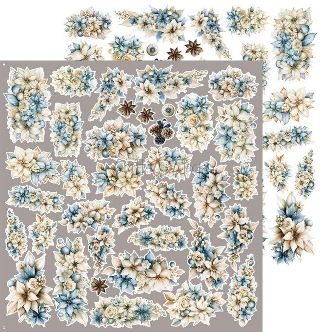 4 feuilles, 30x31cm, collection : Snow games - Craft O Clock, 250g - Flowers & More