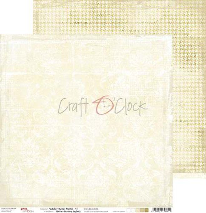 Ensemble de 6 feuilles, 30x30cm, white-beige mood - Craft O Clock  - motif recto verso - 250g