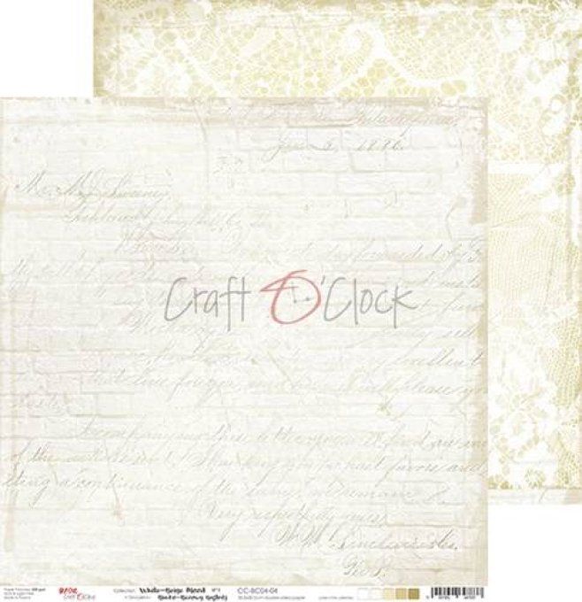 Ensemble de 6 feuilles, 30x30cm, white-beige mood - Craft O Clock  - motif recto verso - 250g