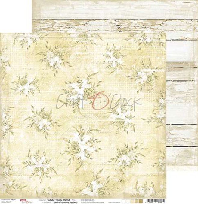 Ensemble de 6 feuilles, 30x30cm, white-beige mood - Craft O Clock  - motif recto verso - 250g