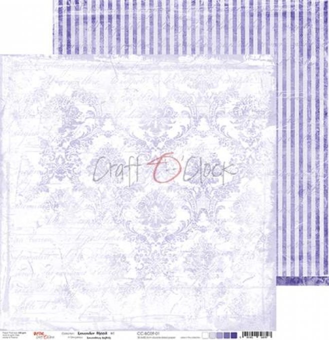 Ensemble de 6 feuilles, 30x30cm, collection : Lavender mood - Craft O Clock