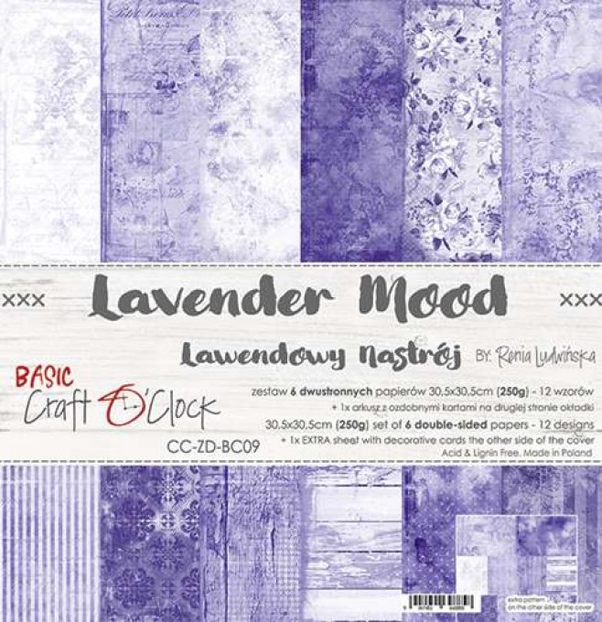 Ensemble de 6 feuilles, 30x30cm, collection : Lavender mood - Craft O Clock