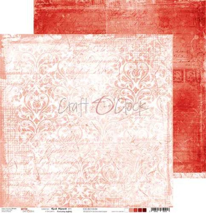 Ensemble de 6 feuilles, 30x30cm, red mood - Craft O Clock  - motif recto verso - 250g 