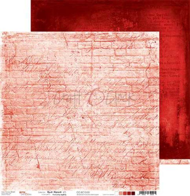 Ensemble de 6 feuilles, 30x30cm, red mood - Craft O Clock  - motif recto verso - 250g 