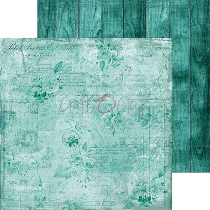 Ensemble de 24 feuilles, 15x15cm, turquoise mood - Craft O Clock  - motif recto verso - 250g 