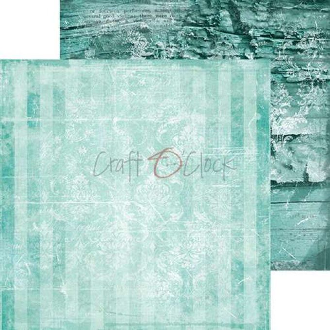 Ensemble de 24 feuilles, 15x15cm, turquoise mood - Craft O Clock  - motif recto verso - 250g 