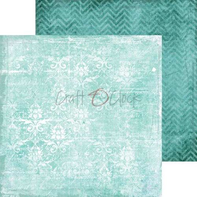 Ensemble de 18 feuilles, 20x20cm, turquoise mood - Craft O Clock  - motif recto verso - 190g