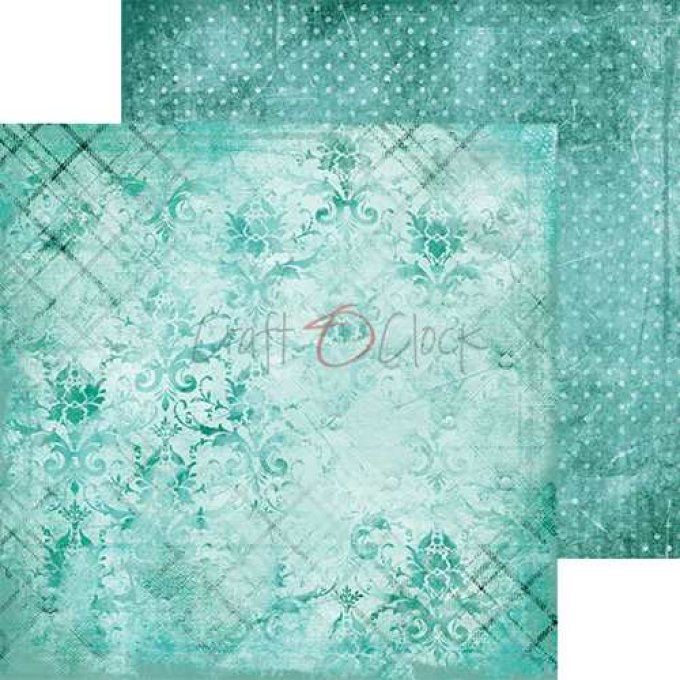 Ensemble de 18 feuilles, 20x20cm, turquoise mood - Craft O Clock  - motif recto verso - 190g