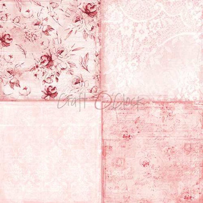 Ensemble de 24 feuilles, 20x20cm, collection : Pink mood - Craft O Clock