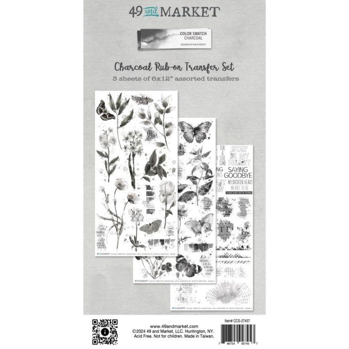 49 and market - 3 feuilles 15x30cm environ de Rub-ons, Charcoal