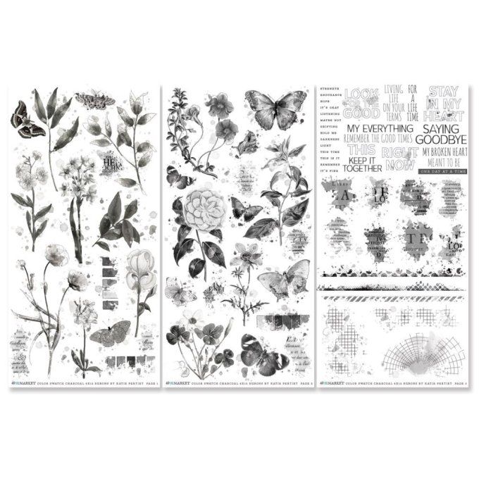 49 and market - 3 feuilles 15x30cm environ de Rub-ons, Charcoal