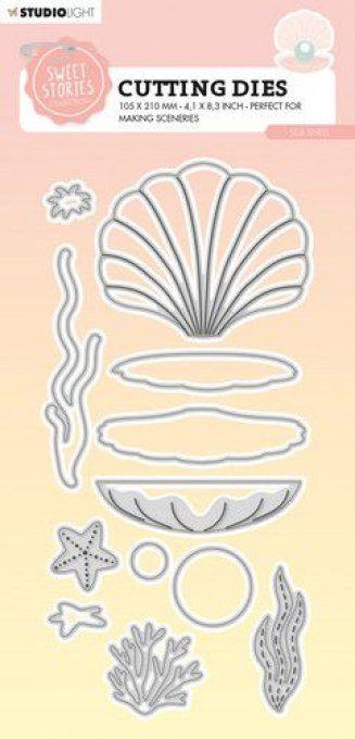 12 Dies/matrices de découpe, Sea shell, StudioLight - dimension du coquillage 6.5x8cm environ