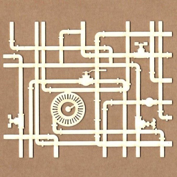 Chipboard de fond, Tuyaux - dimensions de la planche : 15x12.5cm environ