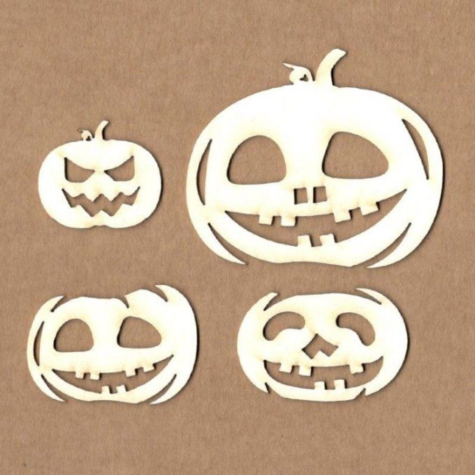 4 Chipboards, Citrouilles halloween