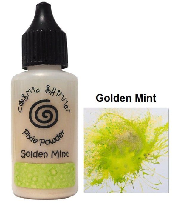 Cosmic Shimmer, Pixie powder, poudre pigmentée, Golden Mint - 30ml environ
