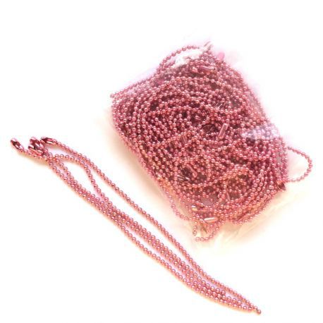 Chaînette à billes en métal couleur rose, longueur 10cm, à l'unité