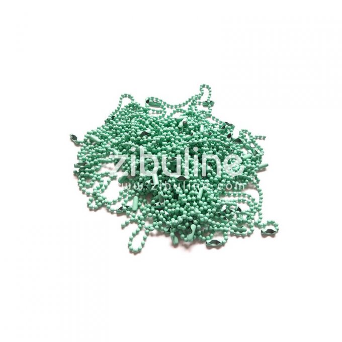 Chaînette à billes en métal couleur mint, longueur 10cm, à l'unité