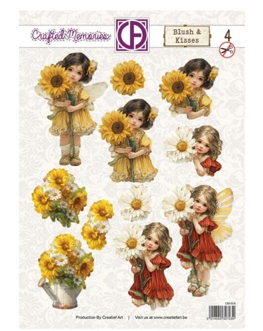 Die-cuts prédécoupés sur une feuille A4 - Blush and kisses - 3D