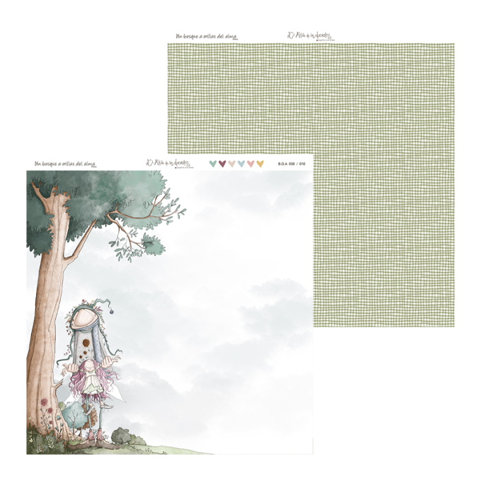 Ensemble de 10 feuilles motif recto verso, 30.5x32cm - Un bosque a orillas del alma