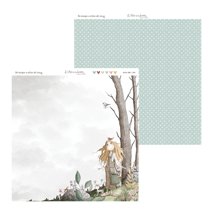 Ensemble de 10 feuilles motif recto verso, 30.5x32cm - Un bosque a orillas del alma