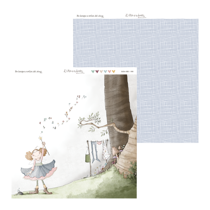 Ensemble de 10 feuilles motif recto verso, 30.5x32cm - Un bosque a orillas del alma