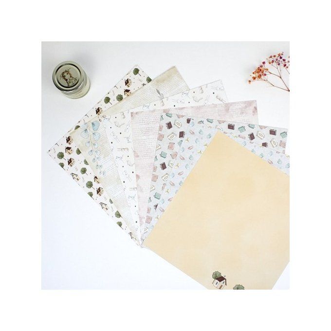 Ensemble de 6 feuilles motif recto verso, 30.5x32cm - El mundo de Valentina