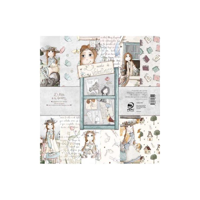 Ensemble de 6 feuilles motif recto verso, 30.5x32cm - El mundo de Valentina